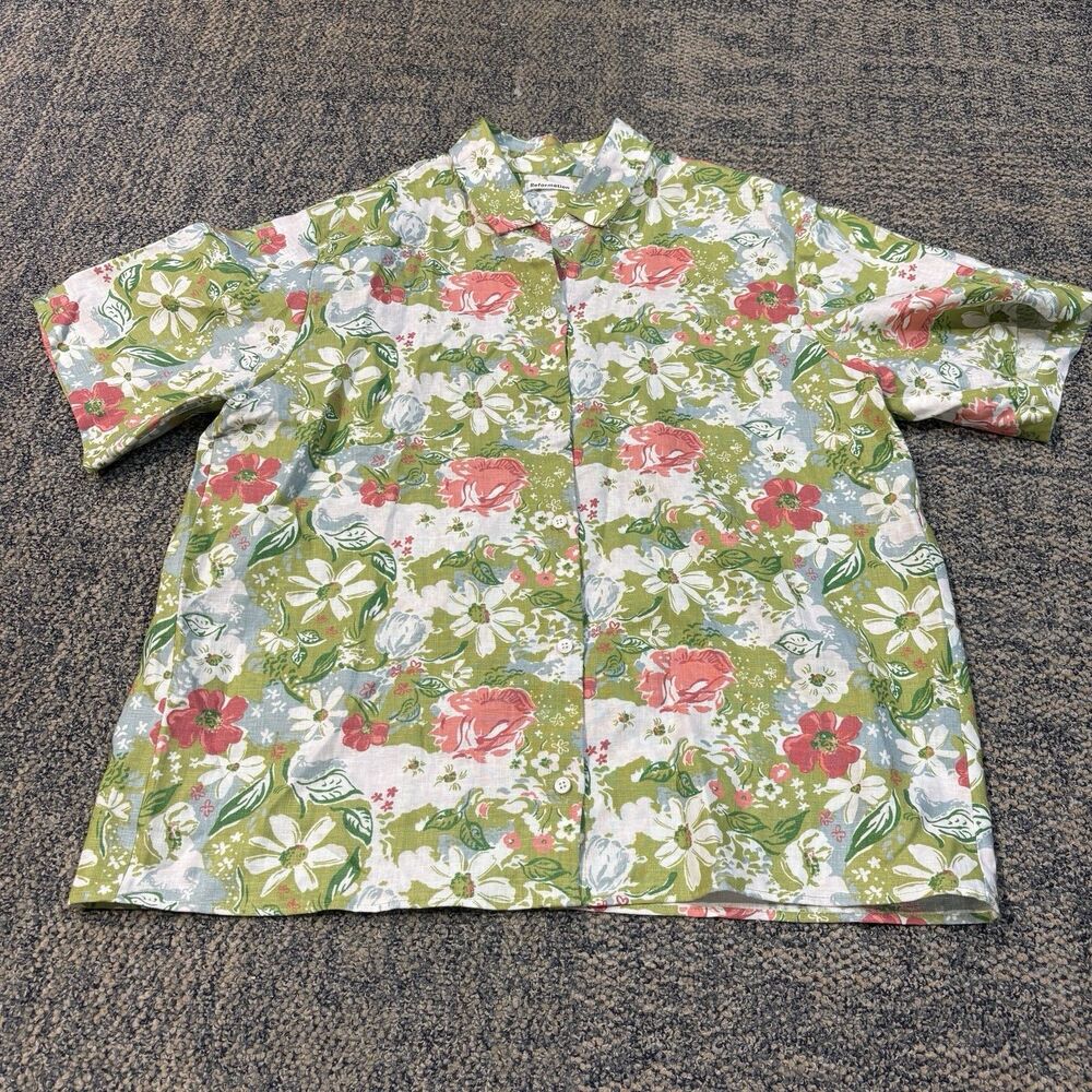 Reformation Women’s Aventura Top 100% Linen Floral Button Down Shirt Size XL